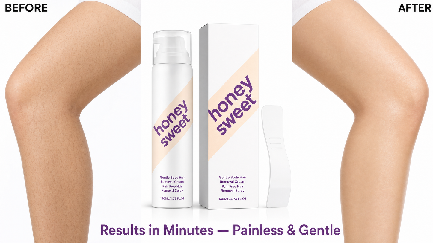 Honey Sweet Gentle Body Hair Removal Spray — Painless & Cream-Free Formula for Underarms, Legs & Sensitive Areas, 140ml / 4.73 FL.OZ